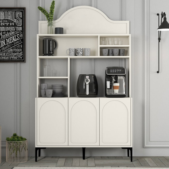 Hanah Home Lyon 120 Mueble Bar para Café Crema y Negro